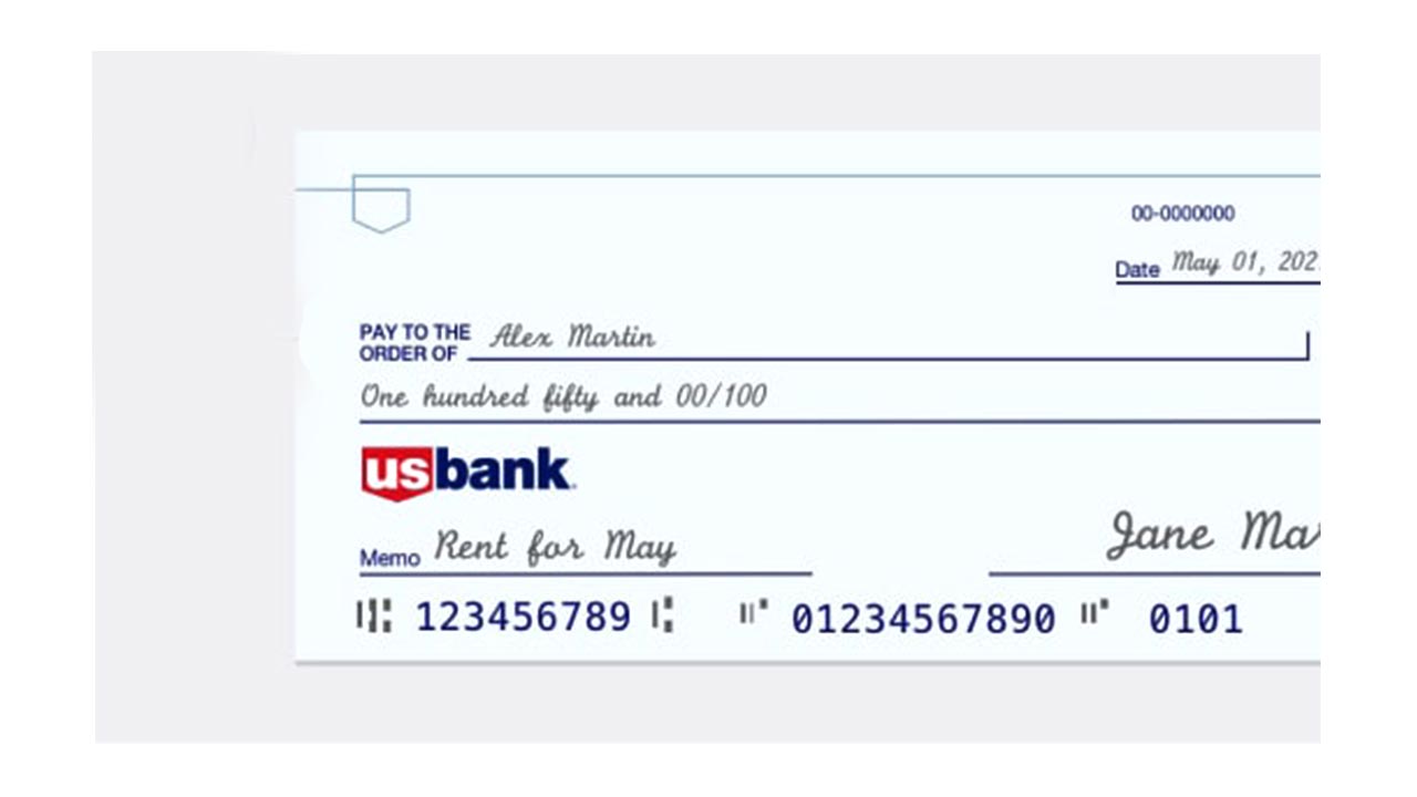 Where is the account number and routing number on a check?