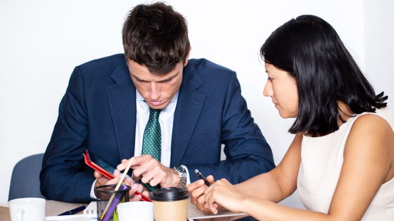 Married couple reviewing finances