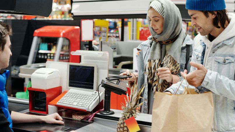Clothing store checkout counter