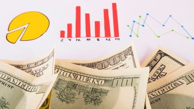 Diagrams with money on table