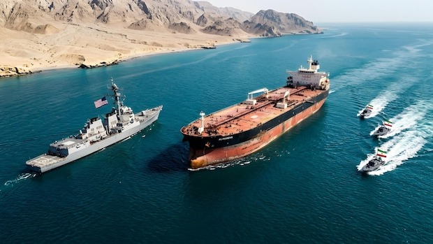 HighAngle View Of The Strait Of Hormuz A Cinematic Shot Of Shi